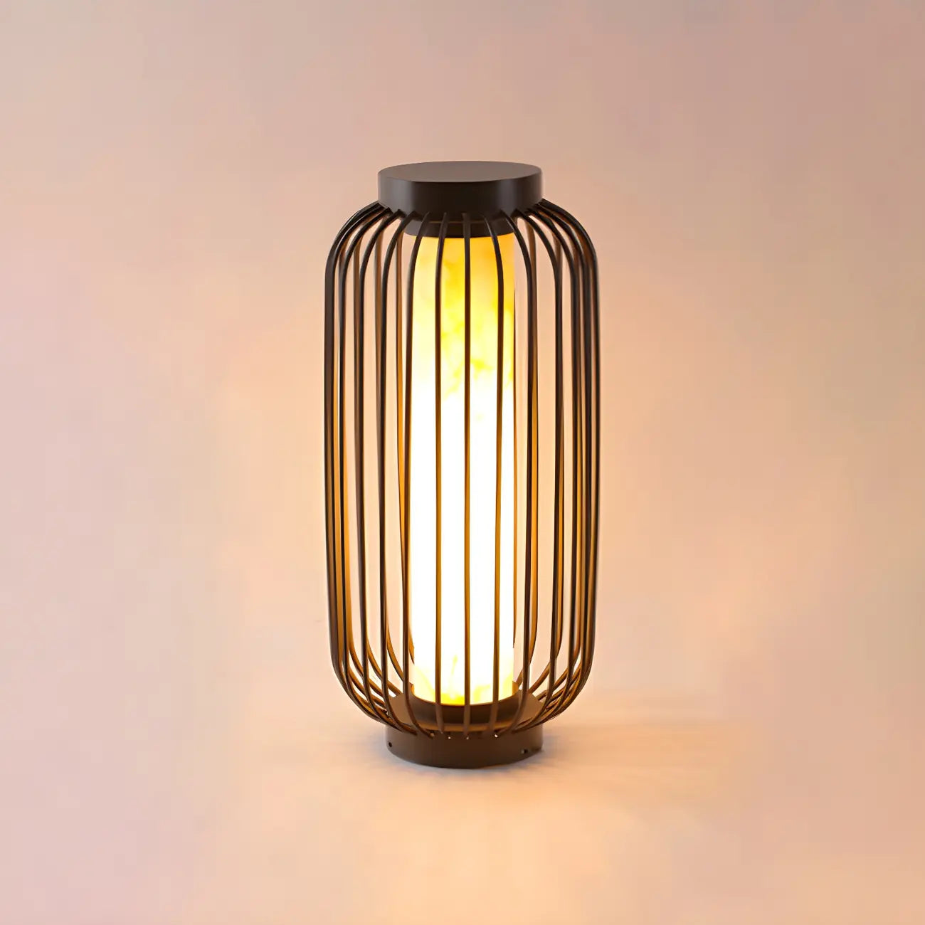 Lampes solaires d'extérieur à cage métallique noire