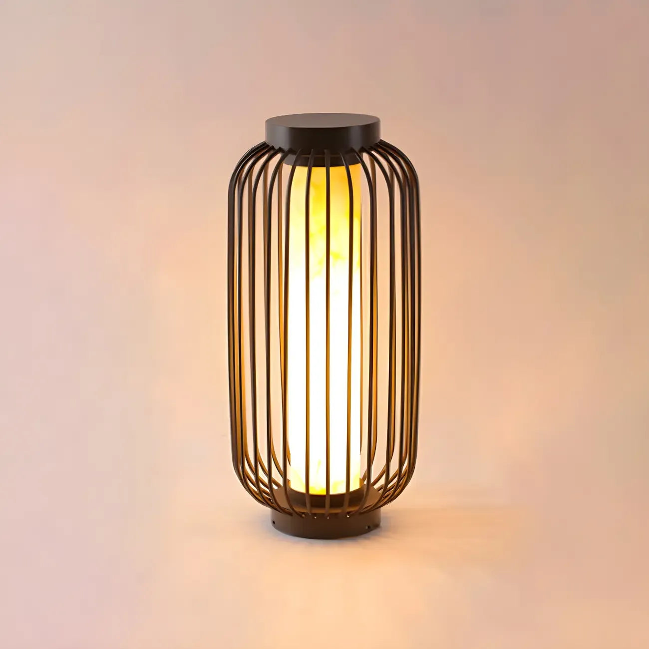 Lampes solaires d'extérieur à cage métallique noire
