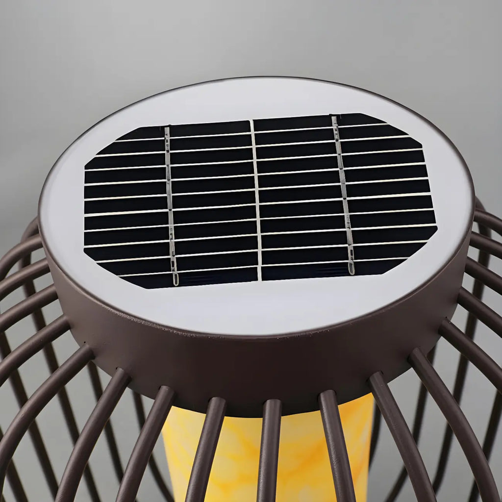 Lampes solaires d'extérieur à cage métallique noire