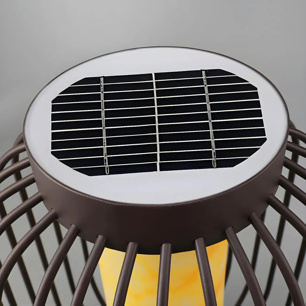 Lampes solaires d'extérieur à cage métallique noire