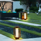 Lampes solaires d'extérieur à cage métallique noire
