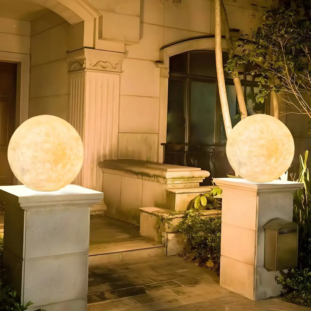Lampes solaires de jardin en résine en forme de boule pour poteaux extérieurs