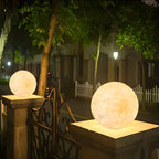Lampes solaires de jardin en résine en forme de boule pour poteaux extérieurs