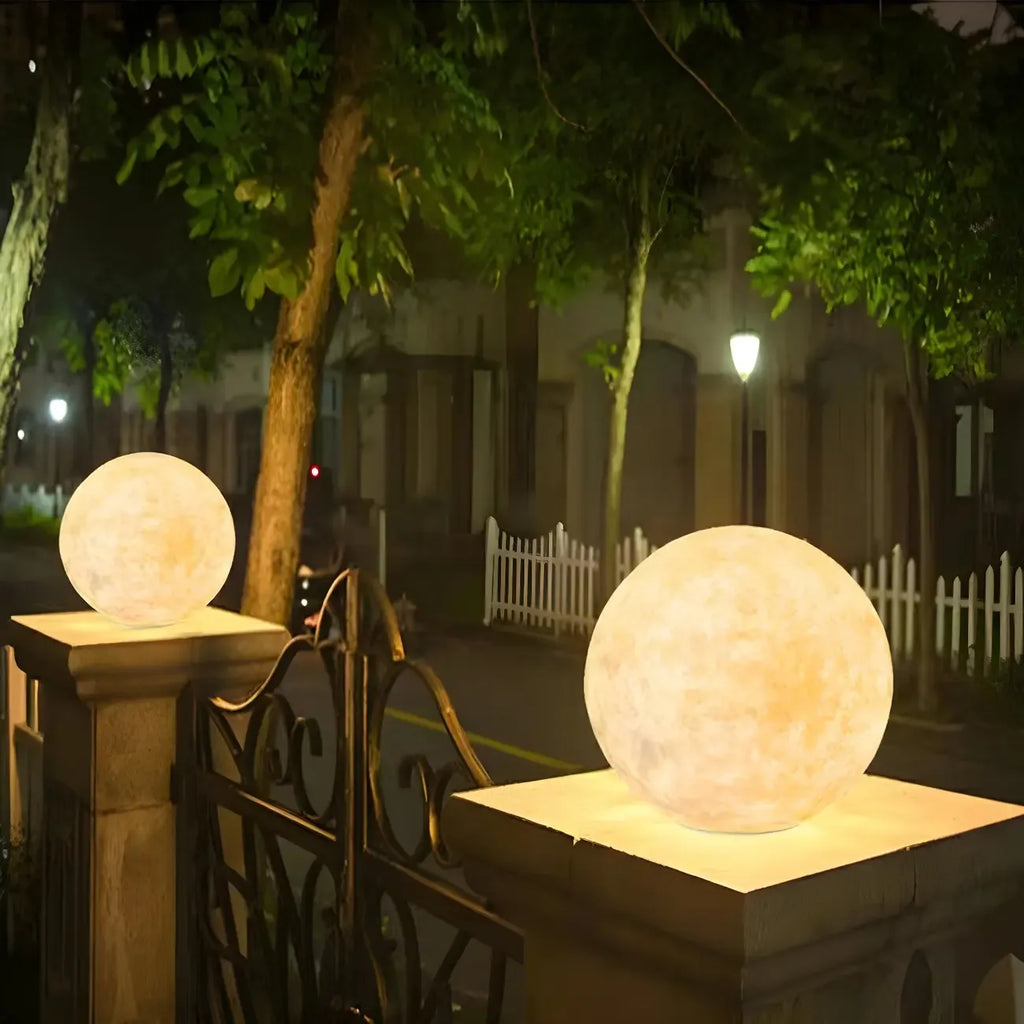 Lampes solaires de jardin en résine en forme de boule pour poteaux extérieurs