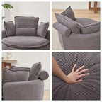 Poltrona girevole oversize con pouf contenitore Moon con 4 cuscini