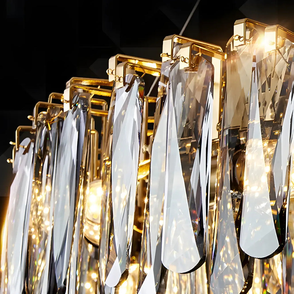 Suspension linéaire élégante en cristal gris pour îlot de lumière