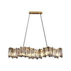 Suspension linéaire élégante en cristal gris pour îlot de lumière