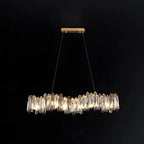 Suspension linéaire élégante en cristal gris pour îlot de lumière