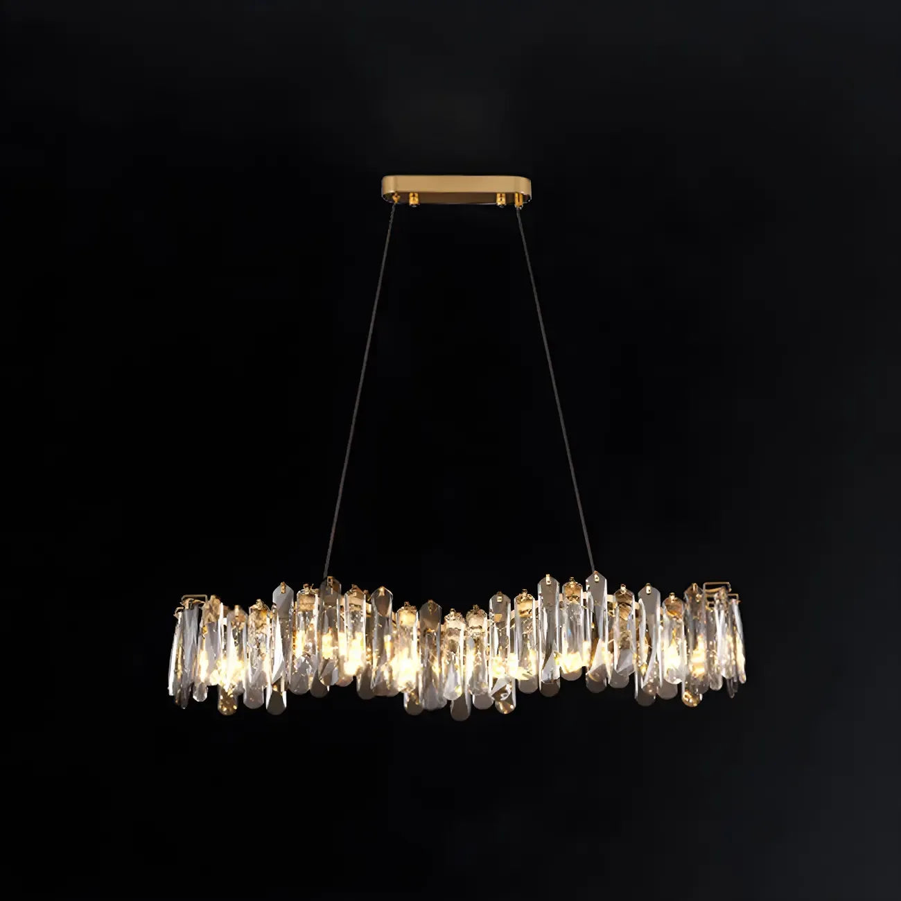 Suspension linéaire élégante en cristal gris pour îlot de lumière