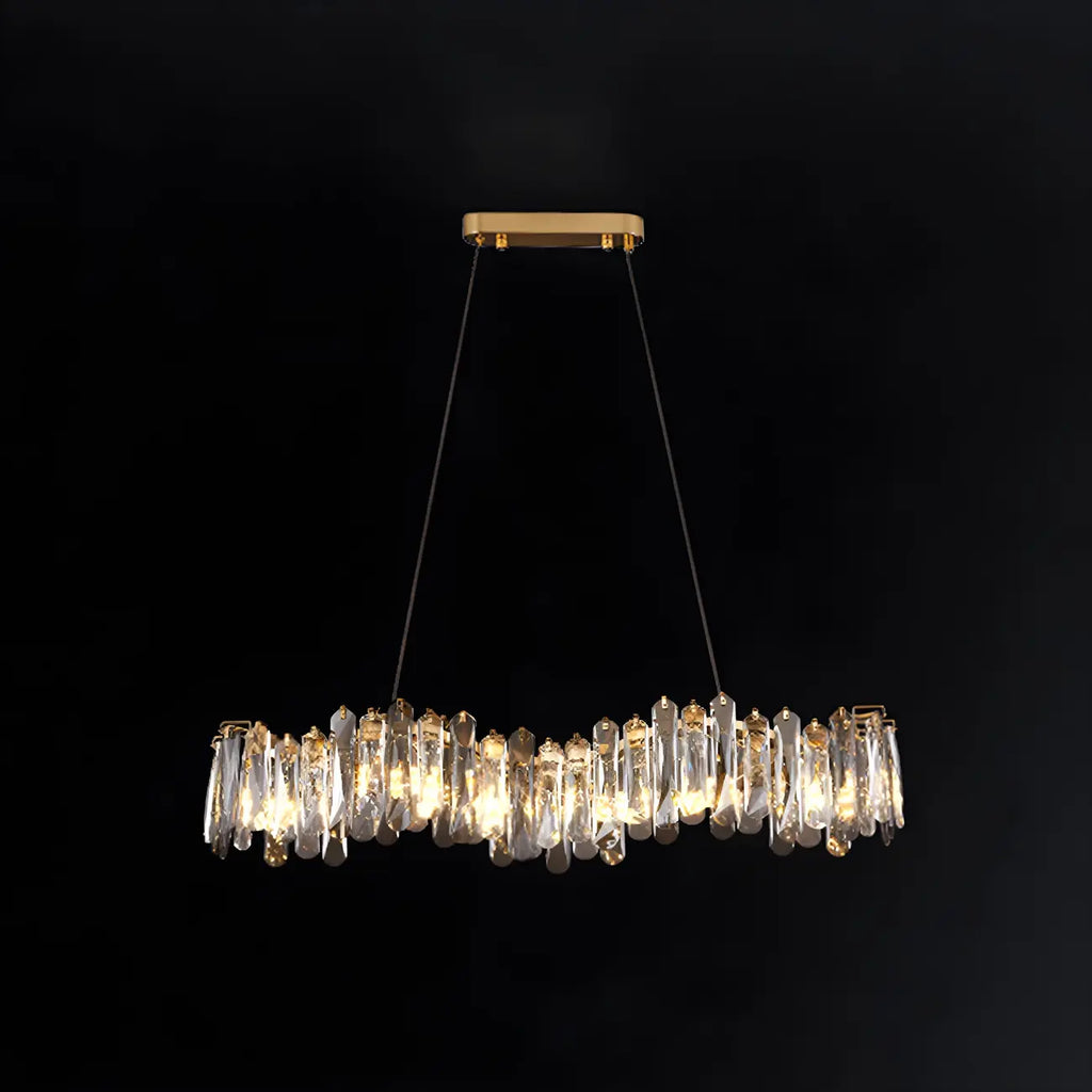 Suspension linéaire élégante en cristal gris pour îlot de lumière