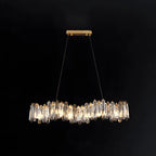 Suspension linéaire élégante en cristal gris pour îlot de lumière