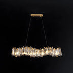 Suspension linéaire élégante en cristal gris pour îlot de lumière
