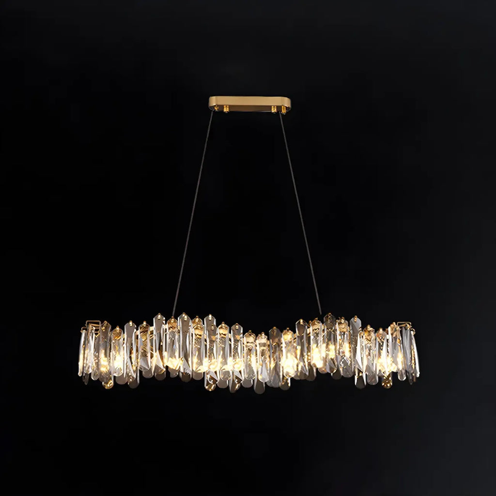 Suspension linéaire élégante en cristal gris pour îlot de lumière