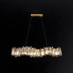 Suspension linéaire élégante en cristal gris pour îlot de lumière