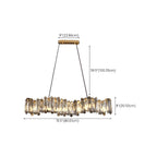 Suspension linéaire élégante en cristal gris pour îlot de lumière