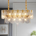 Suspension îlot de luxe en métal doré avec accents de verre