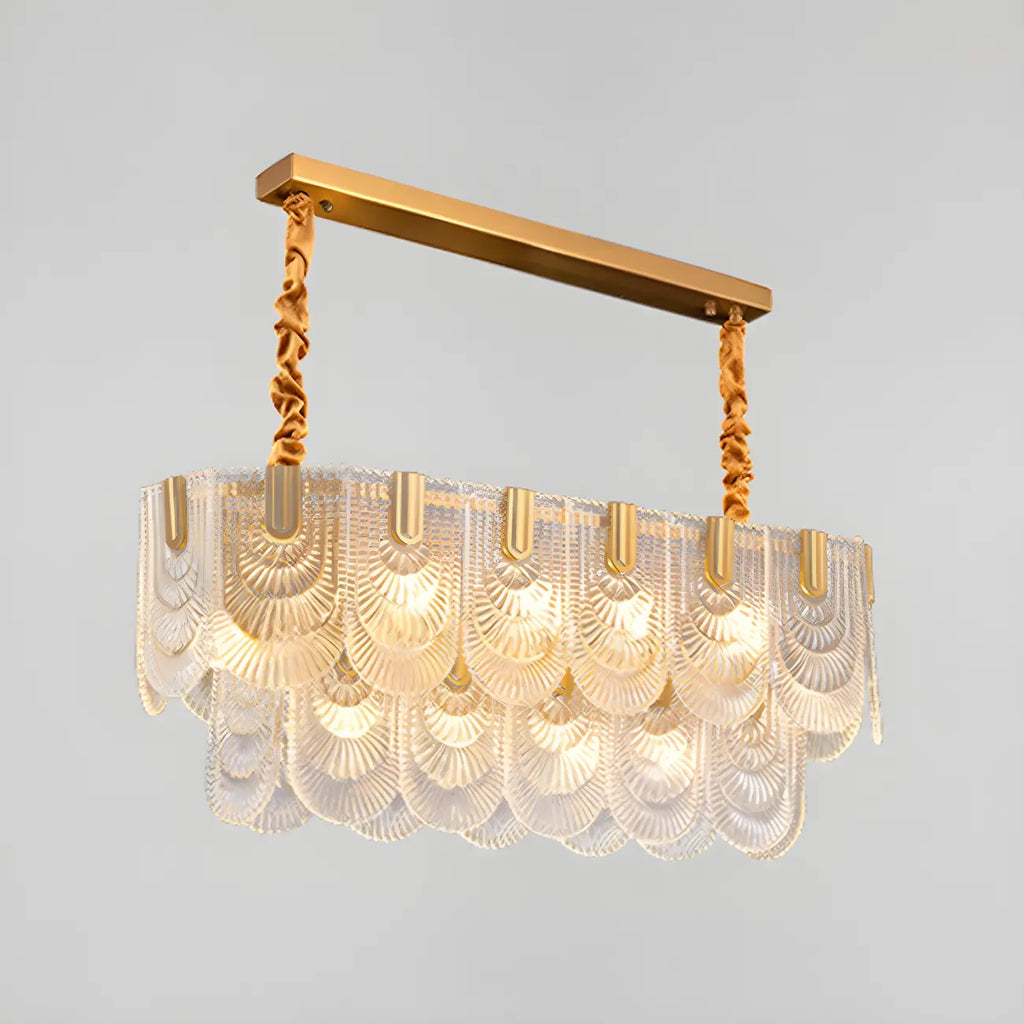 Suspension îlot de luxe en métal doré avec accents de verre
