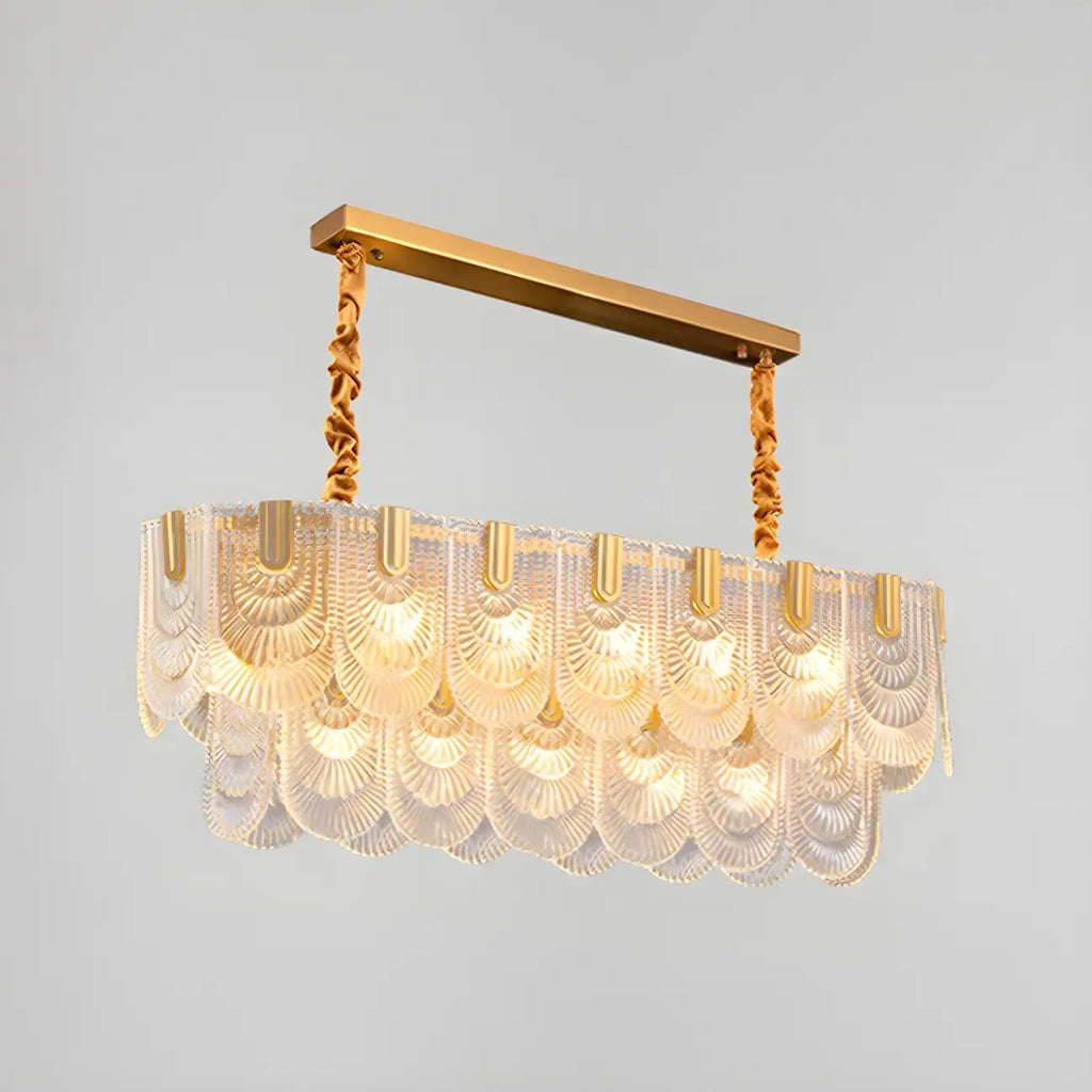 Suspension îlot de luxe en métal doré avec accents de verre