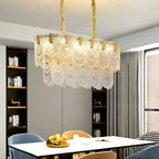 Suspension îlot de luxe en métal doré avec accents de verre