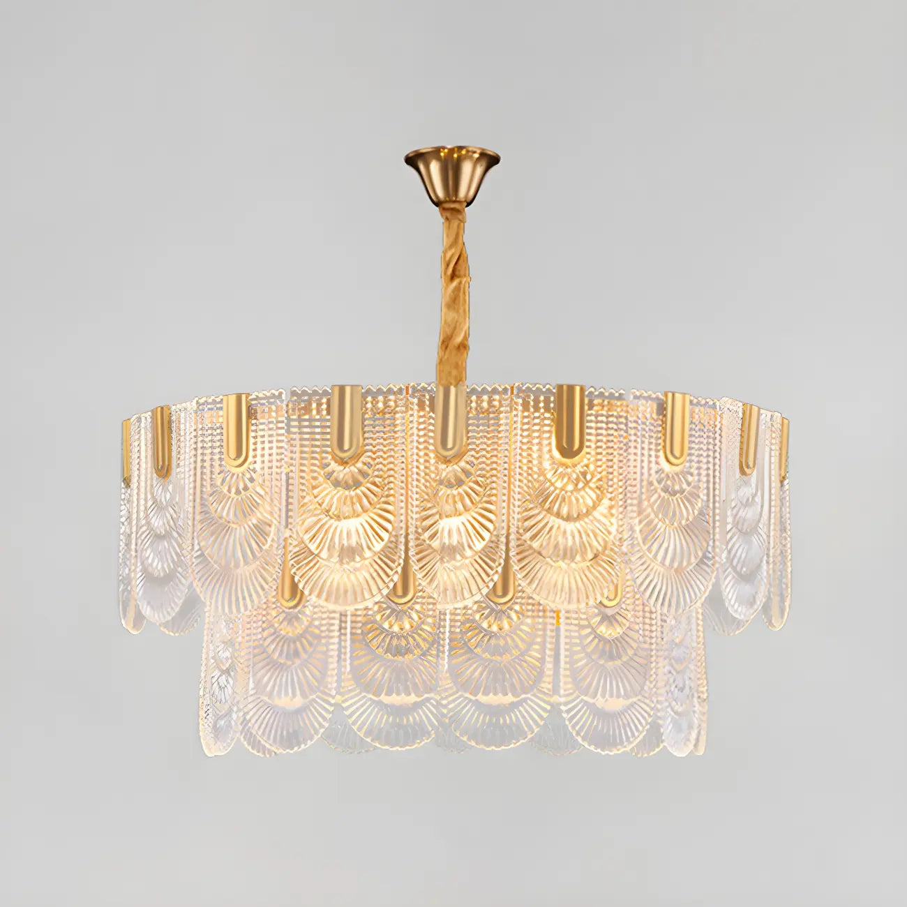 Suspension îlot de luxe en métal doré avec accents de verre
