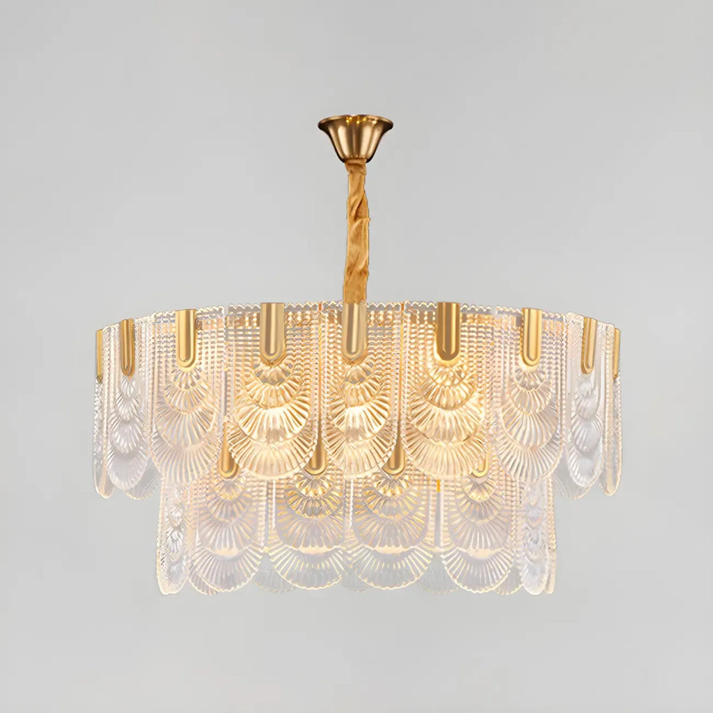 Suspension îlot de luxe en métal doré avec accents de verre
