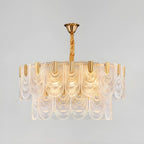 Suspension îlot de luxe en métal doré avec accents de verre
