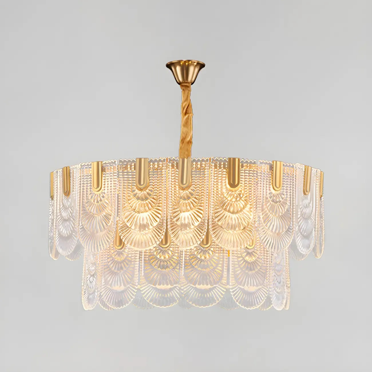 Suspension îlot de luxe en métal doré avec accents de verre