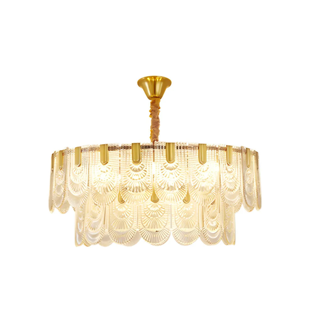 Suspension îlot de luxe en métal doré avec accents de verre