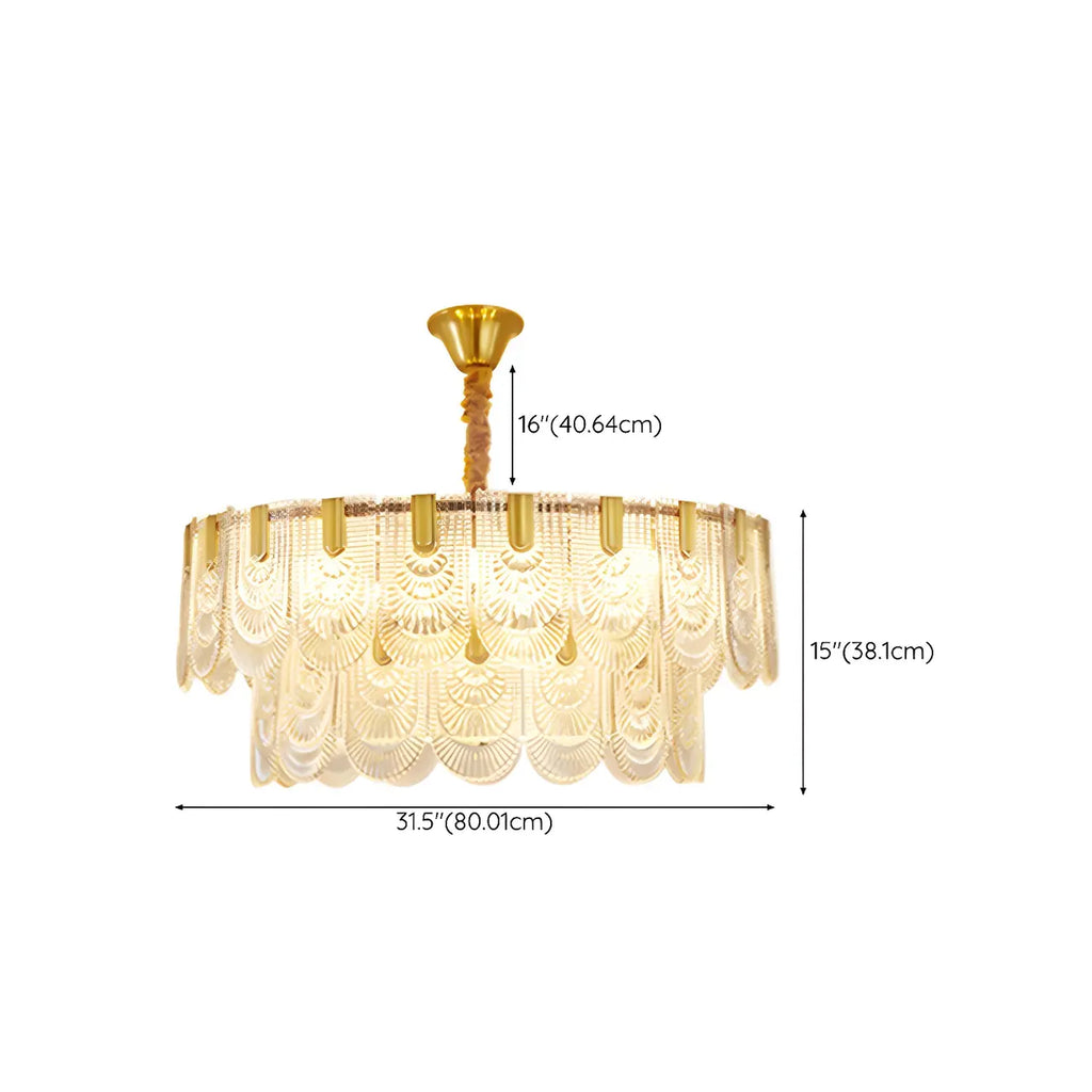 Suspension îlot de luxe en métal doré avec accents de verre