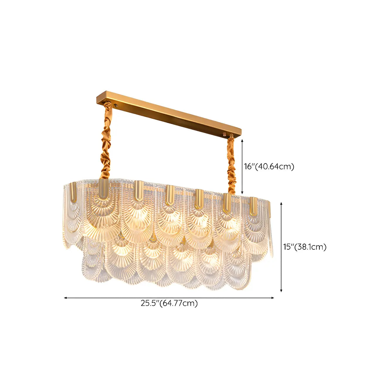Suspension îlot de luxe en métal doré avec accents de verre