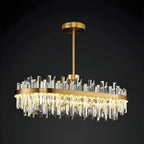 Suspension LED ovale moderne en cristal doré pour îlot de cuisine