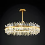 Suspension LED ovale moderne en cristal doré pour îlot de cuisine