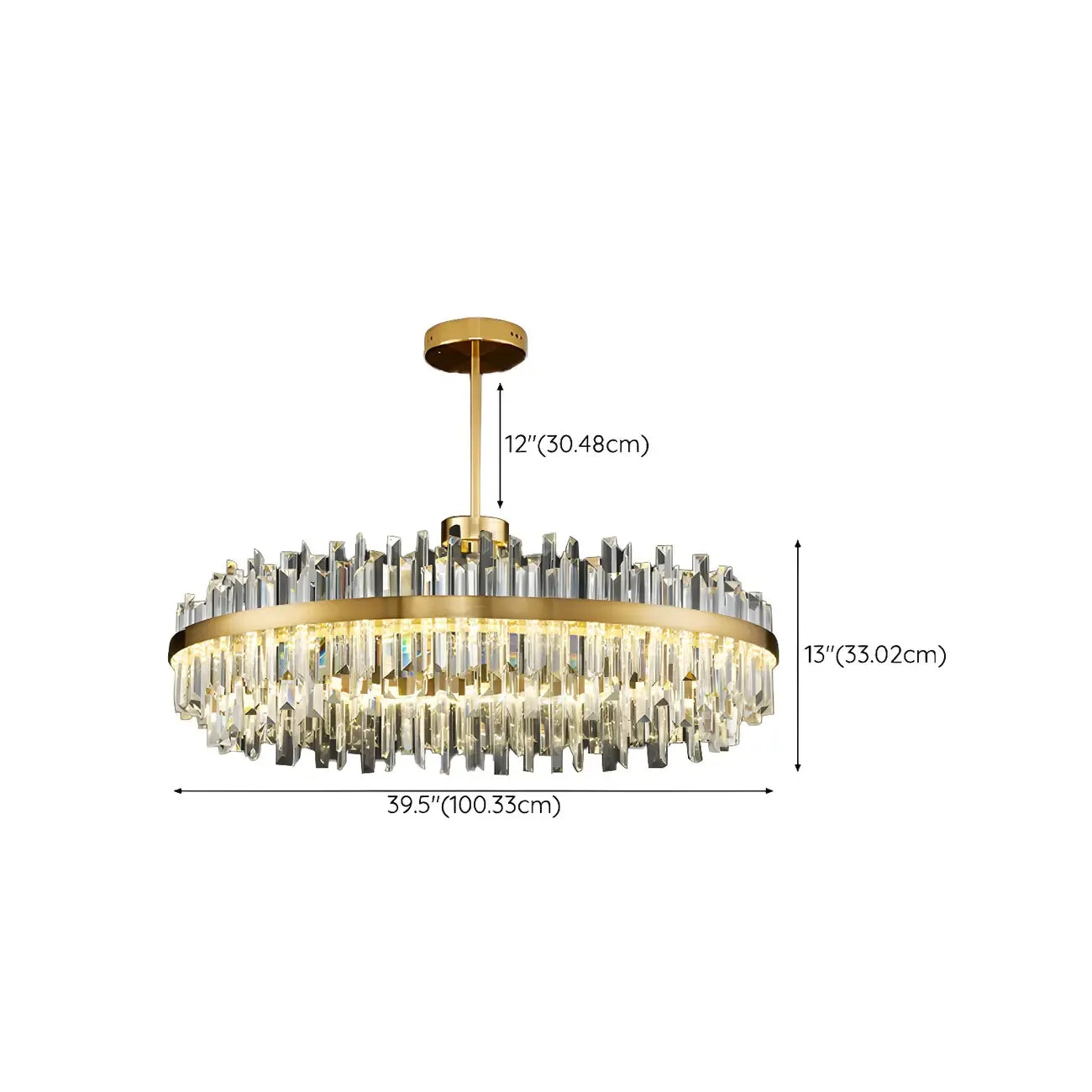 Suspension LED ovale moderne en cristal doré pour îlot de cuisine