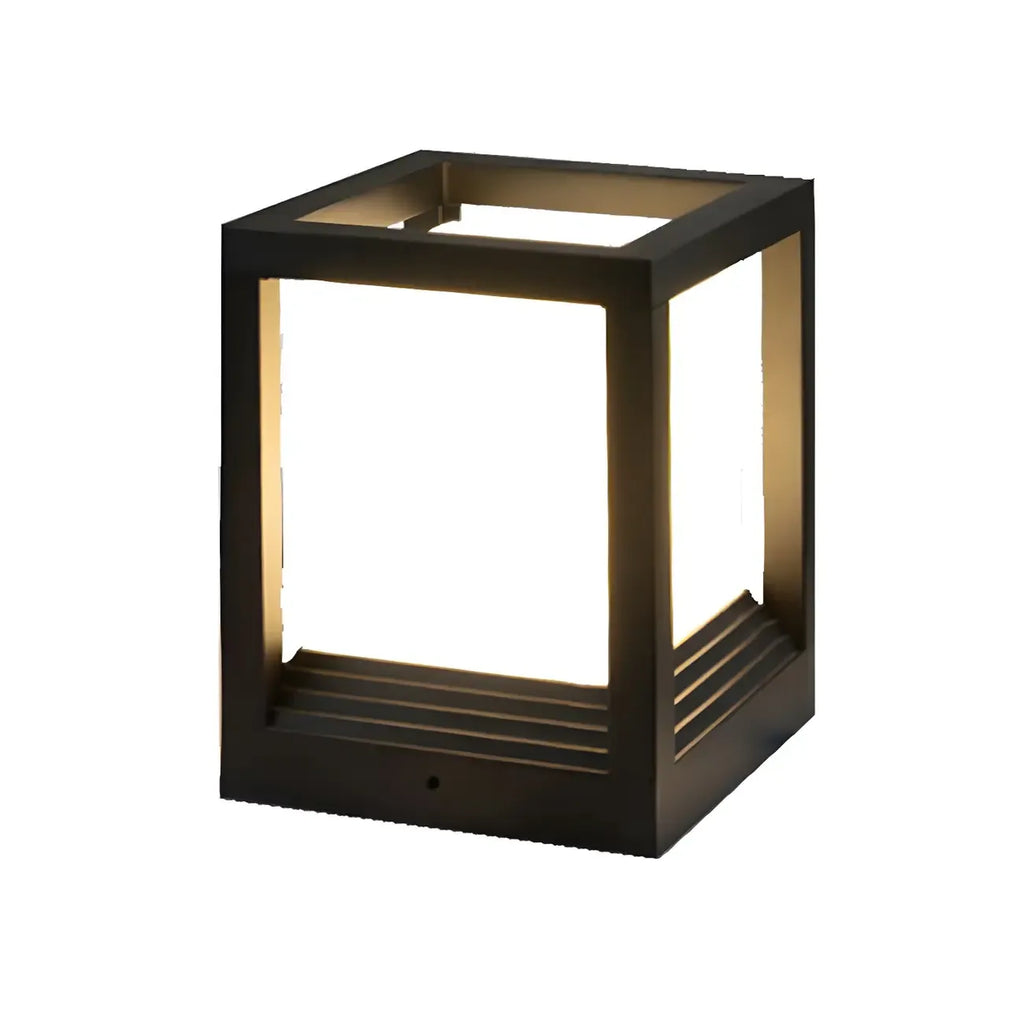 Lampe LED moderne en métal noir pour poteau de clôture extérieure