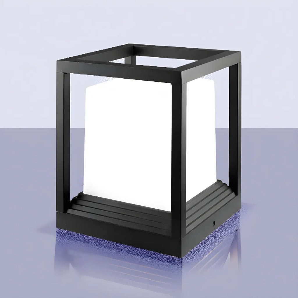 Lampe LED moderne en métal noir pour poteau de clôture extérieure