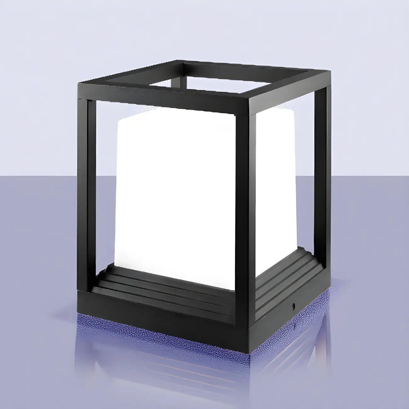 Lampe LED moderne en métal noir pour poteau de clôture extérieure