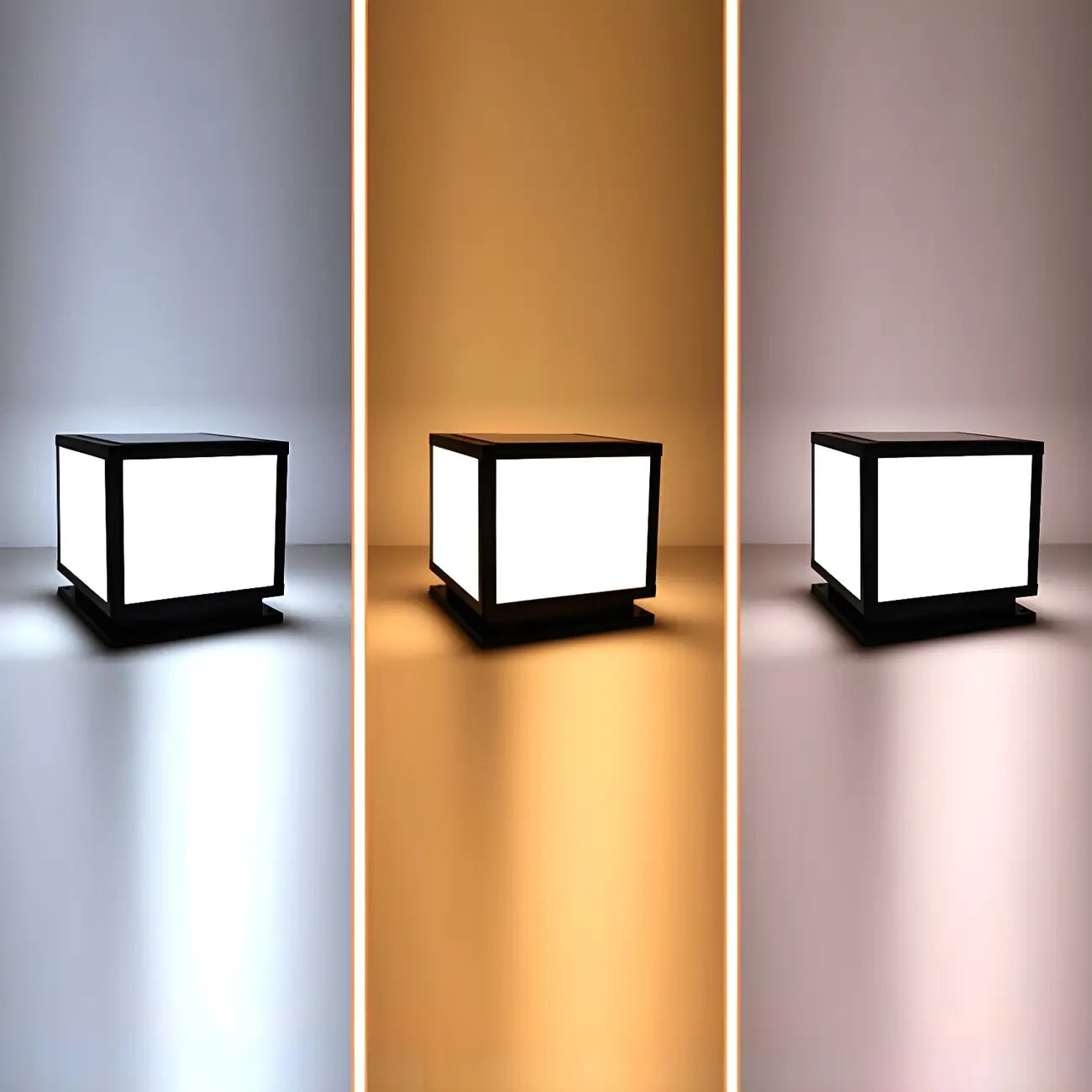 Lampadaires solaires extérieurs carrés noirs minimalistes