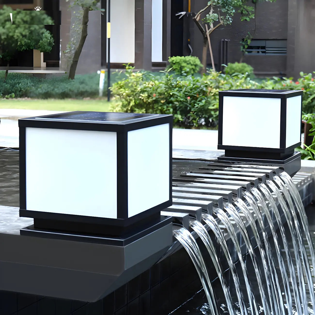 Lampadaires solaires extérieurs carrés noirs minimalistes