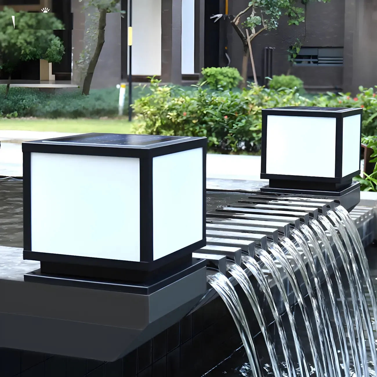 Lampadaires solaires extérieurs carrés noirs minimalistes