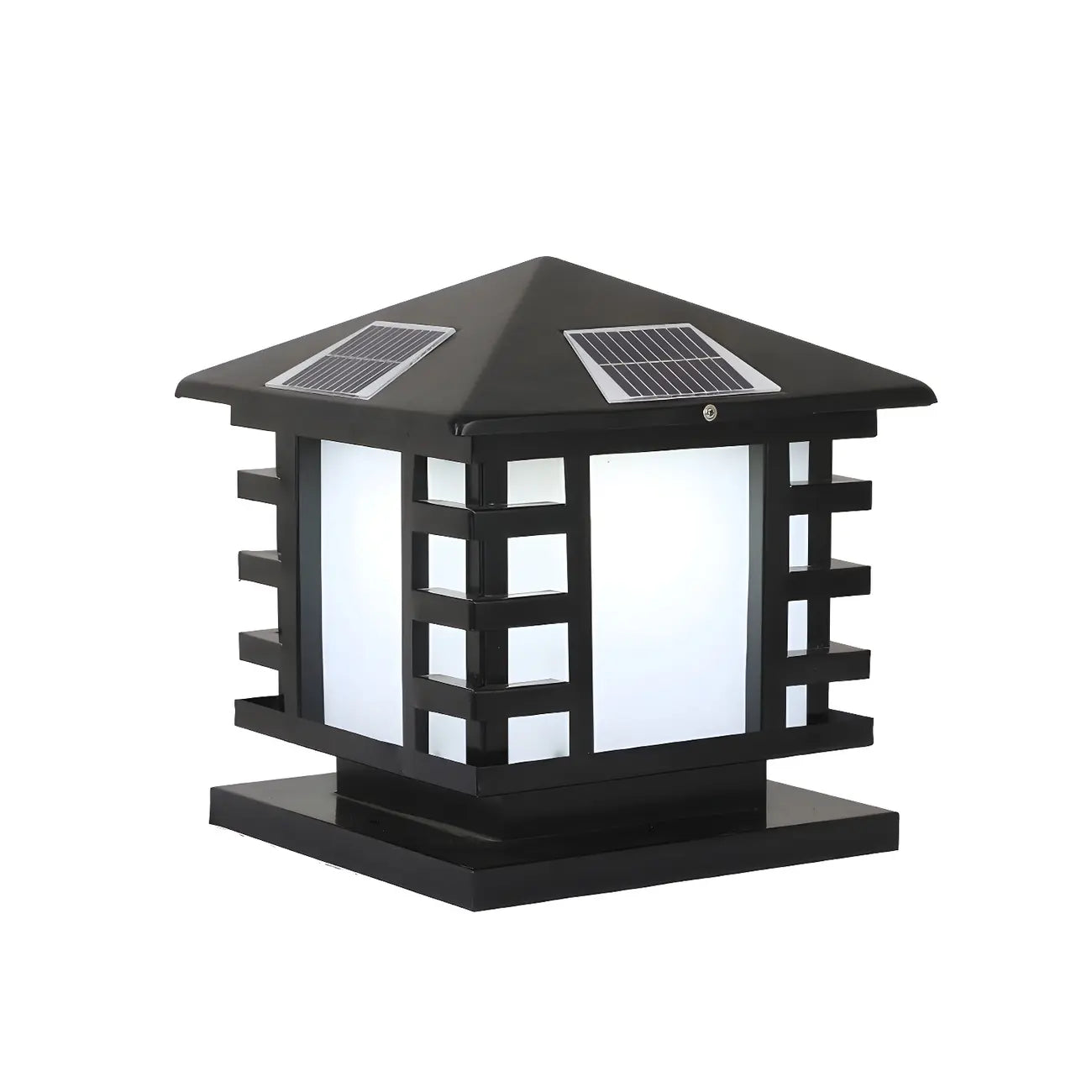 Lampes solaires d'extérieur en forme de lanterne en métal noir