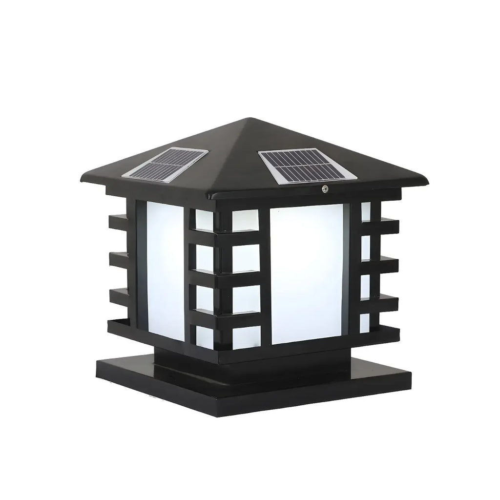 Lampes solaires d'extérieur en forme de lanterne en métal noir