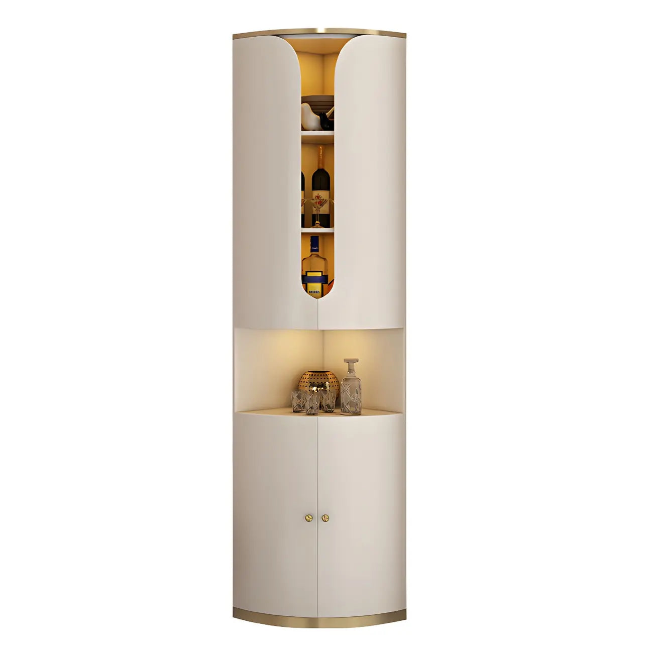 Casier à vin d'angle moderne en bois blanc avec porte