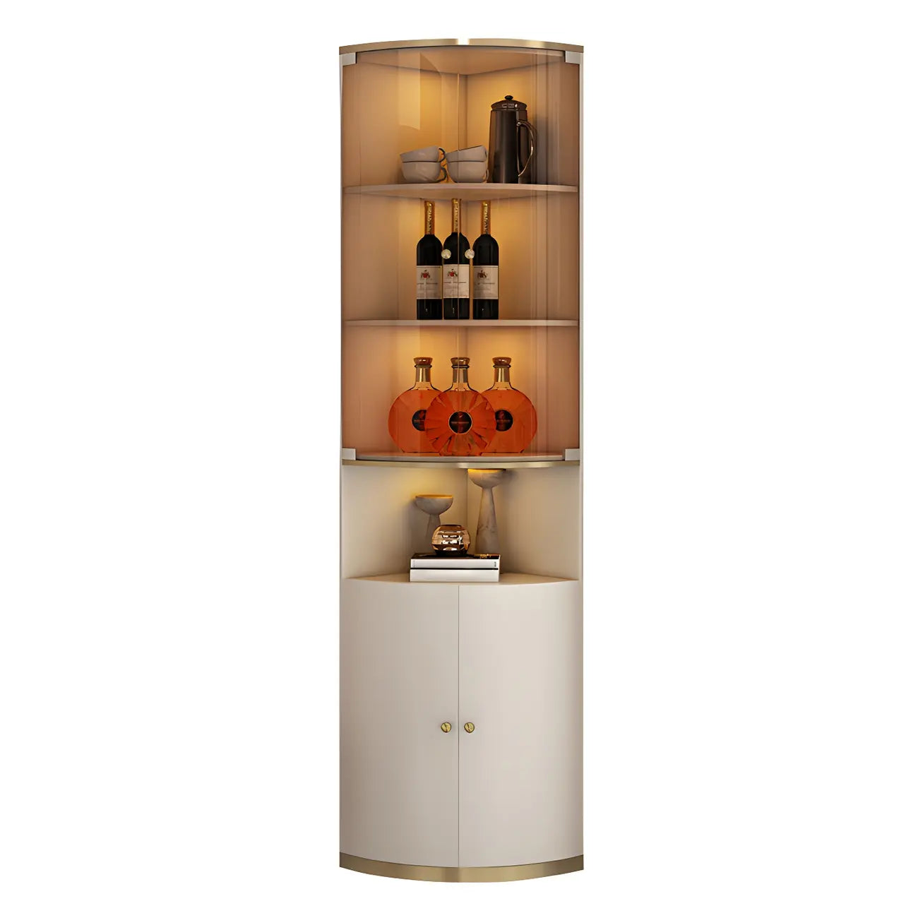 Casier à vin d'angle moderne en bois blanc avec porte