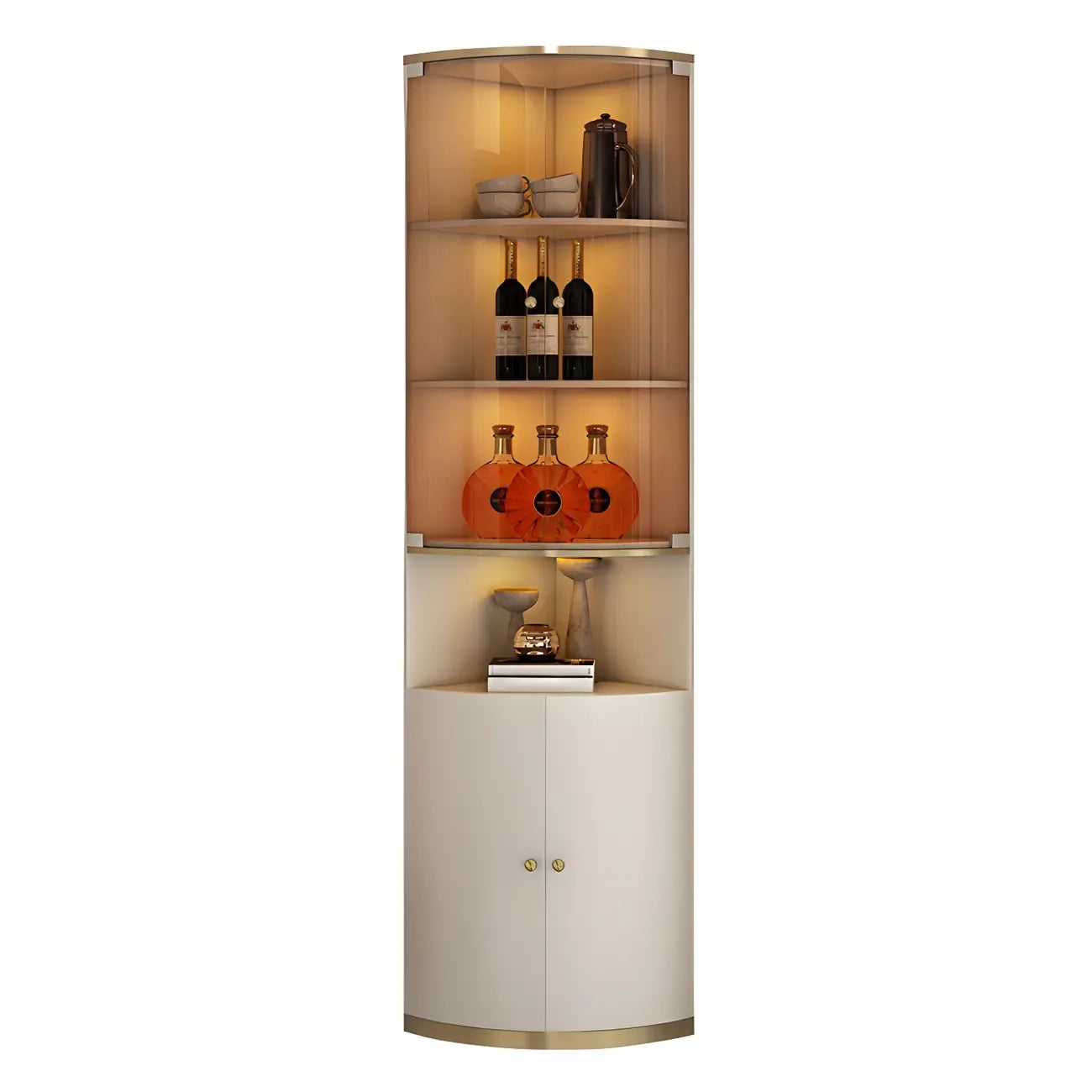 Casier à vin d'angle moderne en bois blanc avec porte