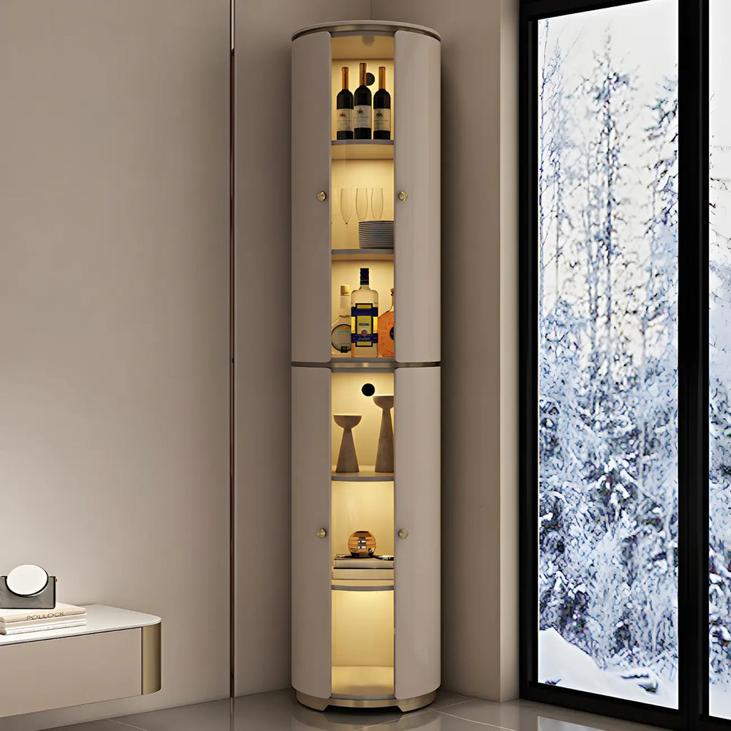 Casier à vin d'angle moderne en bois blanc avec porte