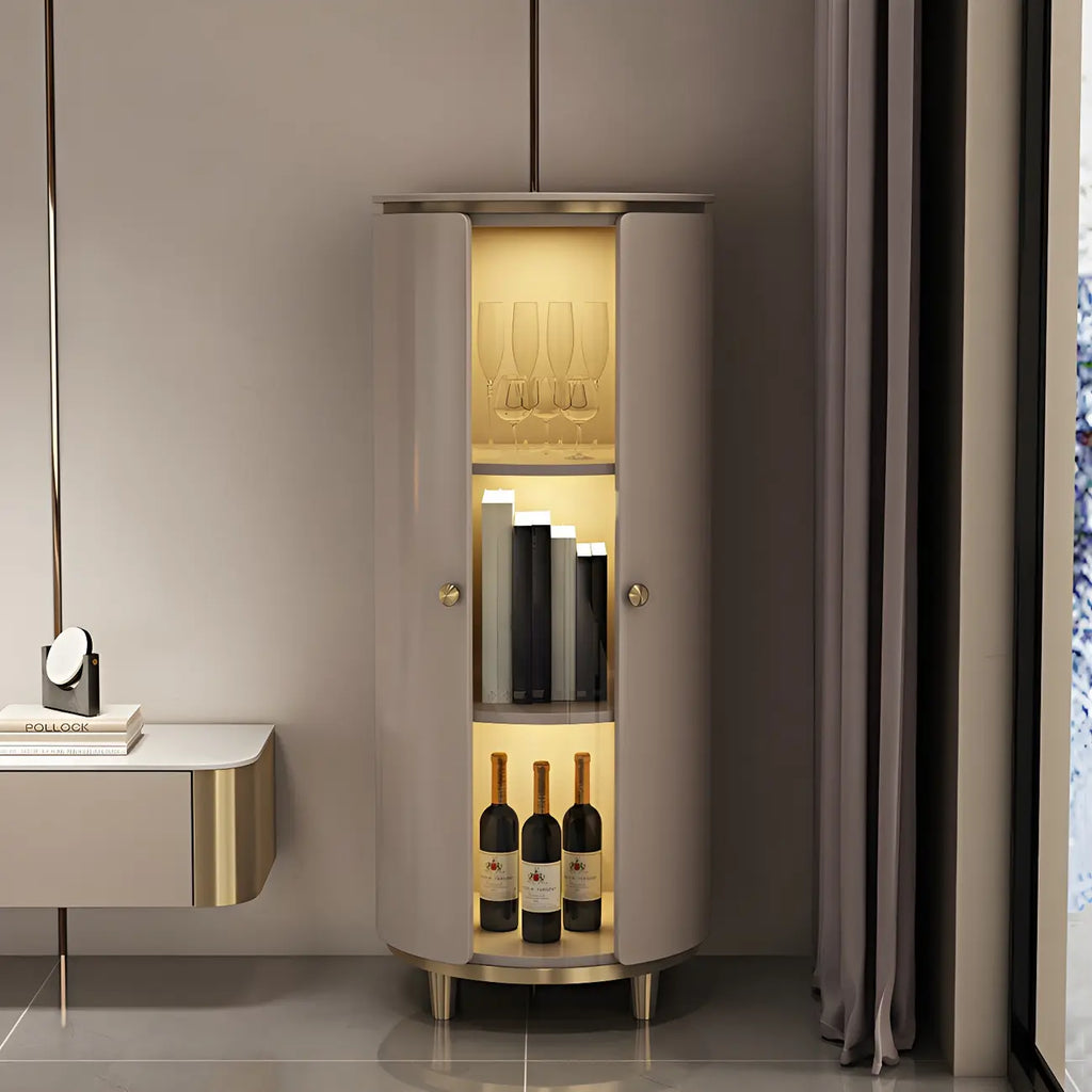 Casier à vin d'angle moderne en bois blanc avec porte