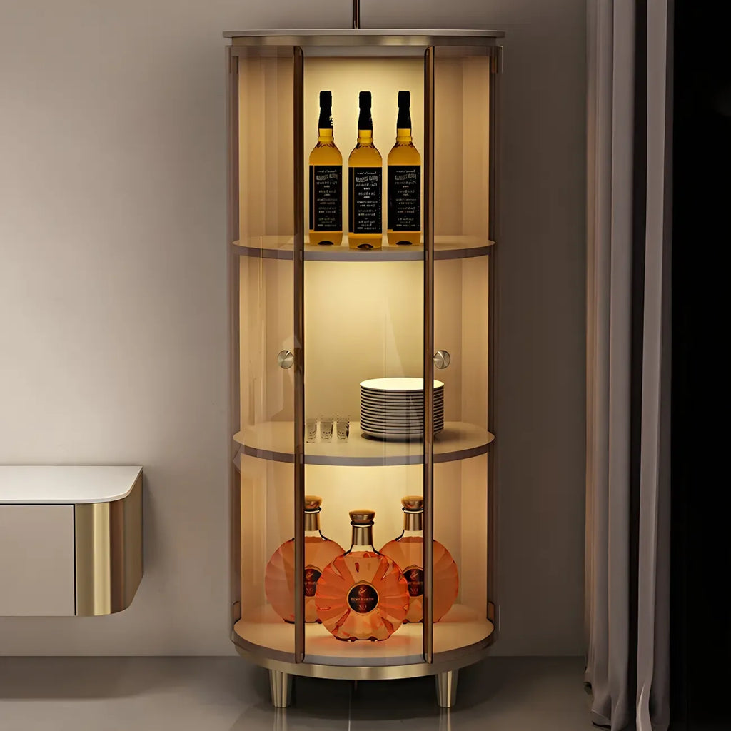 Casier à vin d'angle moderne en bois blanc avec porte