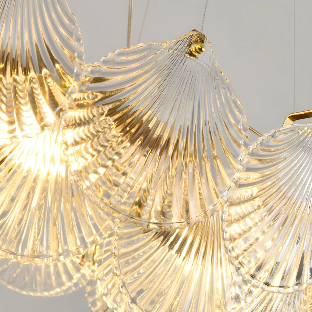 Suspension géométrique luxueuse en verre transparent pour îlot de cuisine