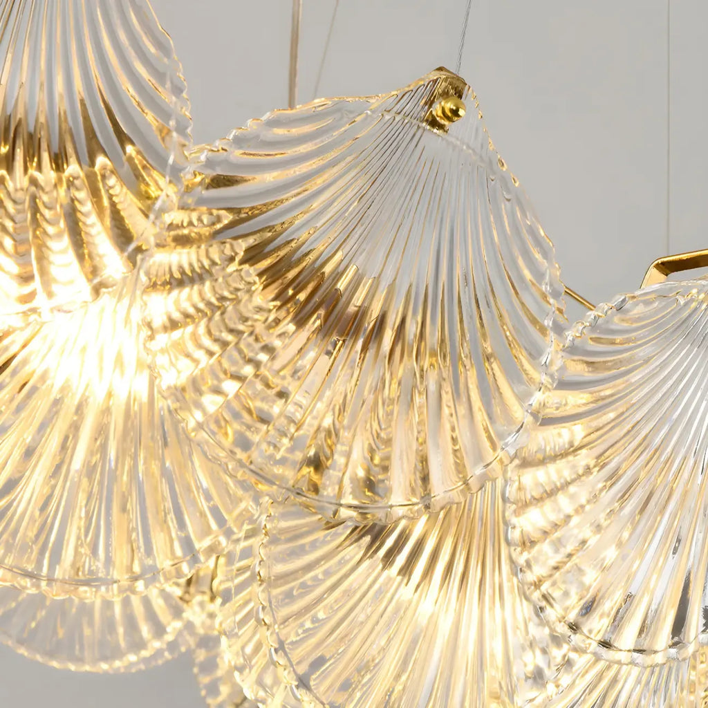 Suspension géométrique luxueuse en verre transparent pour îlot de cuisine
