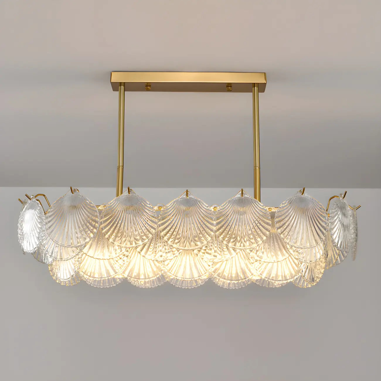 Suspension géométrique luxueuse en verre transparent pour îlot de cuisine